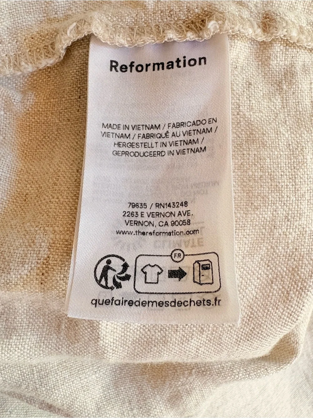 Reformation Linen Wide Leg Pants XS Petite Natural Ivory